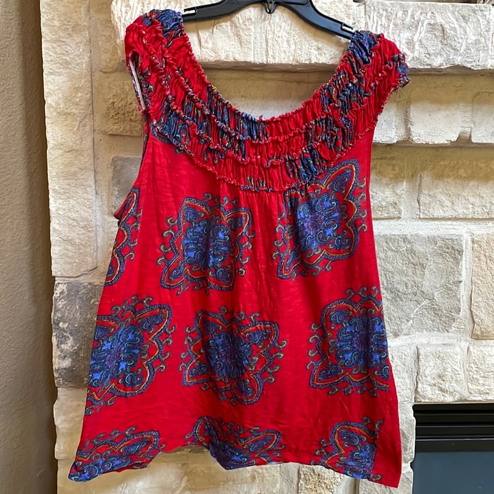 Anthropologie x Meadow Rue red and blue New condition top . SZ Large